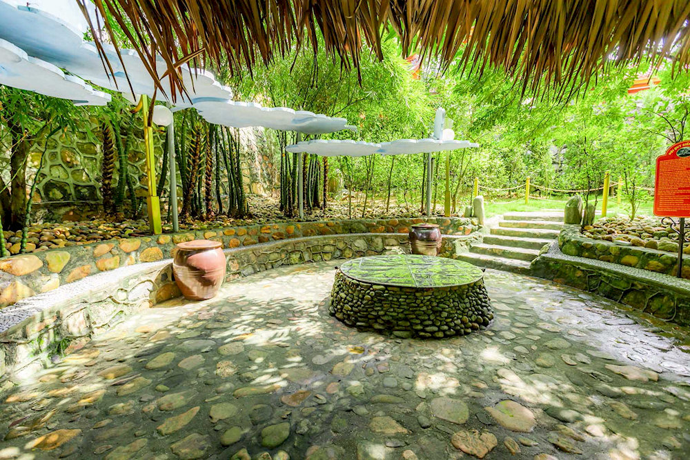 The holy well water is crystal clear and never runs dry